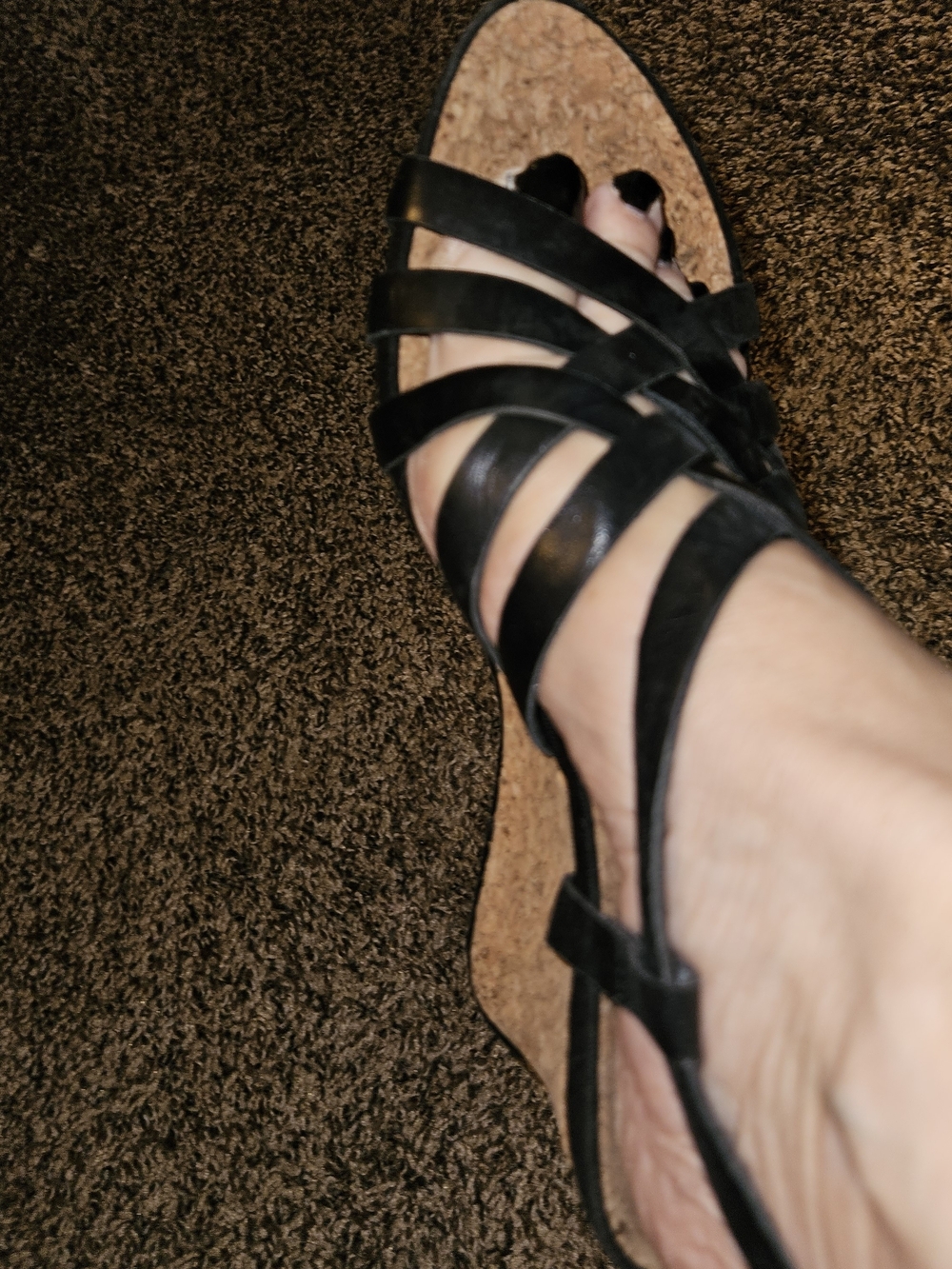 Kenneth Cole Reaction Black Multi-Strap Cork Sandal
